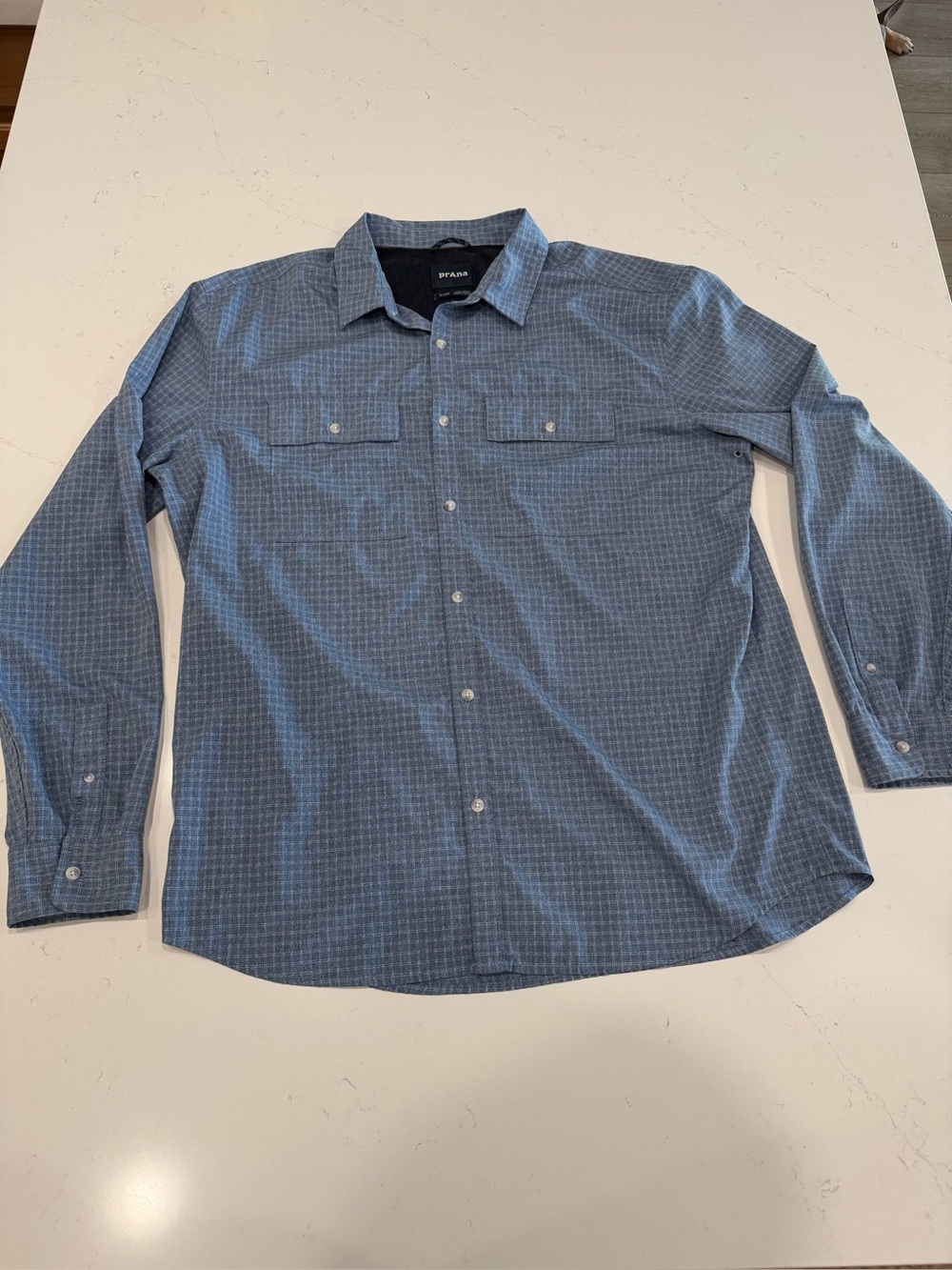 Prana Men’s Blue Long-Sleeve Vented Button-Down Shirt - XL